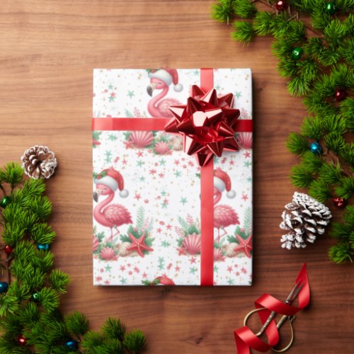 Christmas in July Flamingo Wrapping Paper