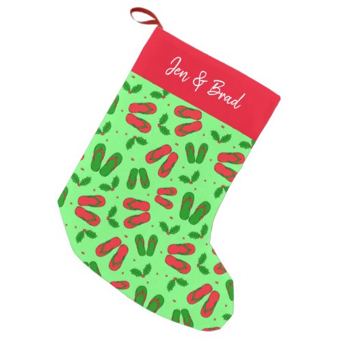 Christmas in July Flip Flops and Holly Tropical Small Christmas Stocking