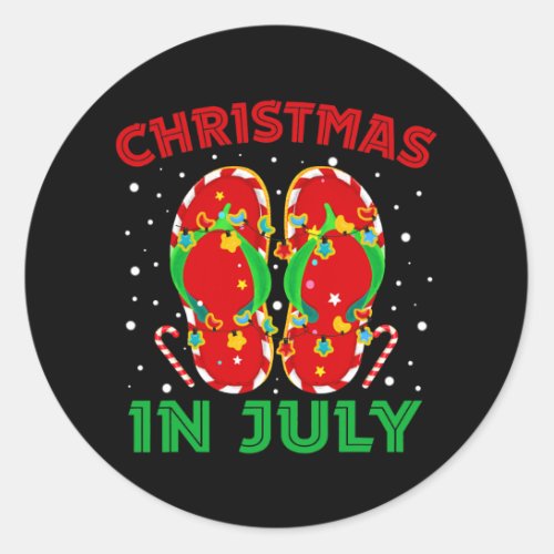 Christmas in July Flip Flops Funny Beach Summer  Classic Round Sticker