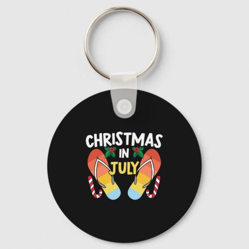 Christmas In July Flip Flops Funny Summer Tropical Keychain