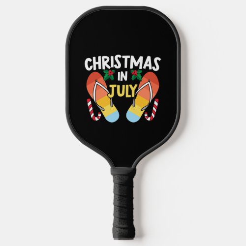 Christmas In July Flip Flops Funny Summer Tropical Pickleball Paddle