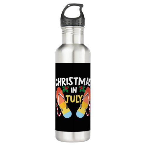 Christmas In July Flip Flops Funny Summer Tropical Stainless Steel Water Bottle