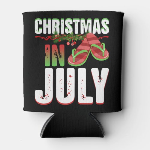 Christmas In July Flip Flops Summer Beach Xmas Can Cooler