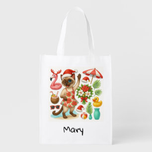 Christmas in July for Cat Lovers Pool Party Grocery Bag