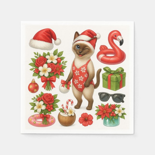 Christmas in July for Cat Lovers Pool Party Napkins (Front)