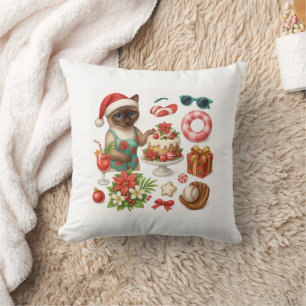 Christmas in July For Cat Lovers Pool Party  Throw Pillow