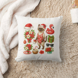 Christmas in July For Cat Lovers Pool Party Throw Pillow