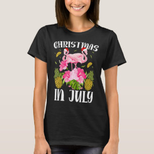 Christmas In July  For Women Pink Flamingo 2 T-Shirt