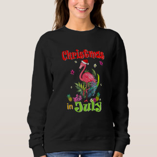Christmas In July For Women Pink Flamingo Sweatshirt