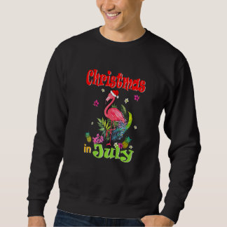 Christmas In July For Women Pink Flamingo Sweatshirt