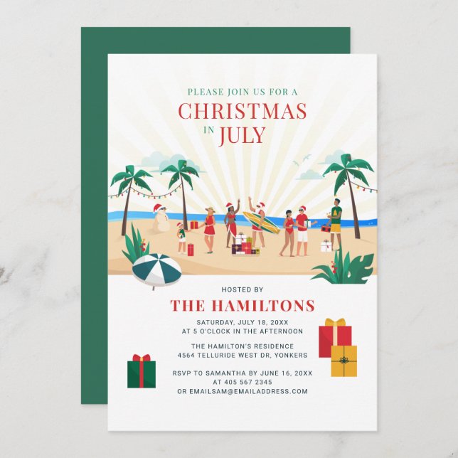 Christmas in July Fun Family Summer Party Invitation (Front/Back)