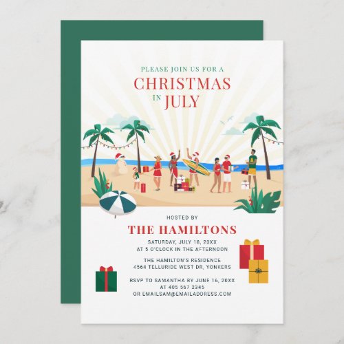 Christmas in July Fun Family Summer Party Invitation