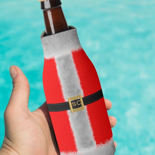 Christmas in July Fun Red Santa Suit Bottle Cooler