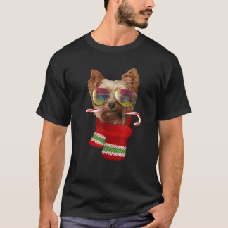 Christmas in July Fun Yorkie Sunglasses Dog Lover T-Shirt