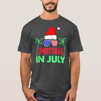 Christmas In July Funny 4th Of July Beach Summer S T-Shirt