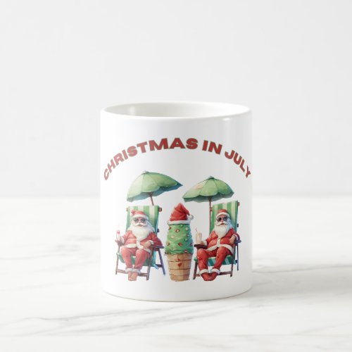 Christmas In July Funny Beach Santas Vacation Magic Mug