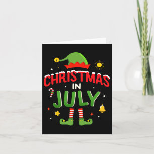 Christmas In July Funny Elf For Summer Xmas 1 Card