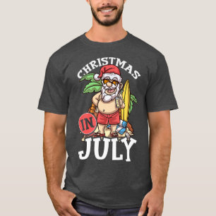 Christmas In July Funny Hawaii Santa Summer Beach T-Shirt