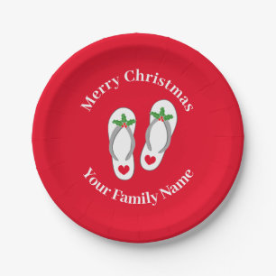 Christmas in July funny holy leaf beach sandals Paper Plates
