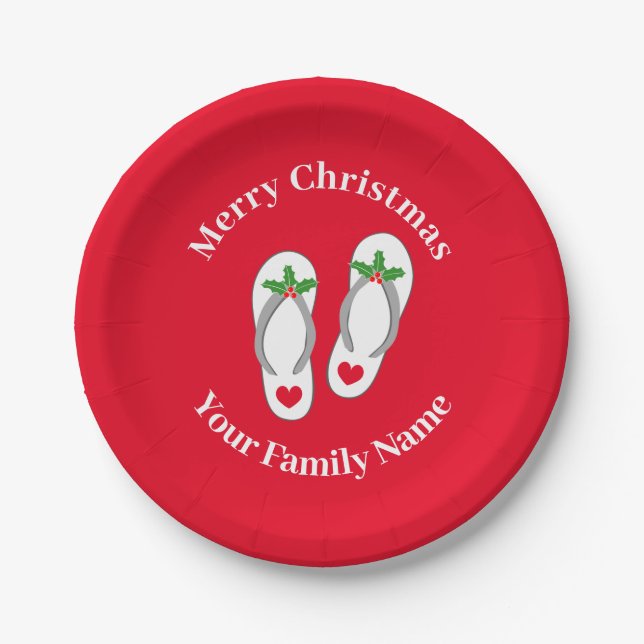 Christmas in July funny holy leaf beach sandals Paper Plates (Front)