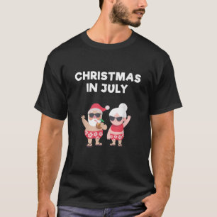 Christmas In July Funny Mr and Mrs Santa Claus Bea T-Shirt