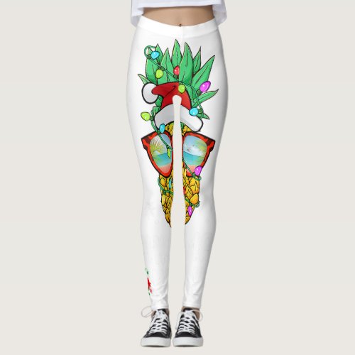 Christmas In July Funny Pineapple Xmas Tree Summer Leggings