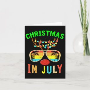 Christmas In July Funny Reindeer Beach Summer Hawa Card