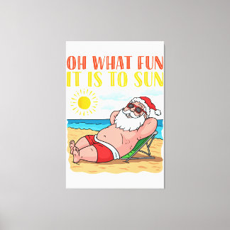 Christmas In July Funny Santa Claus in Hawaii Vaca Canvas Print