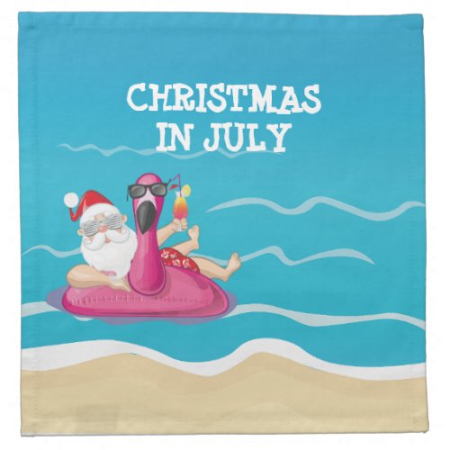 Christmas in July Funny Santa Claus Summer Party Cloth Napkin