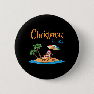 Christmas In July Funny Santa Eating Watermelon Button
