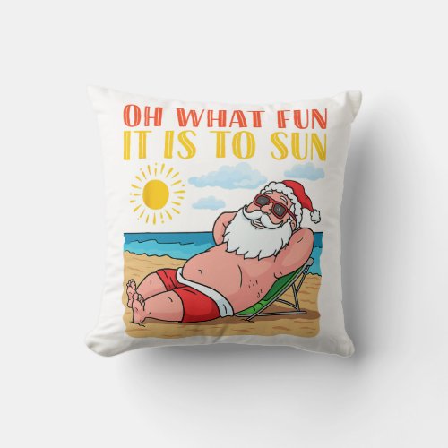 Christmas in July Funny Santa Hat Sunglasses Summe Throw Pillow