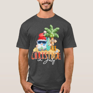 Christmas In July Funny Santa Summer Beach Vacatio T-Shirt