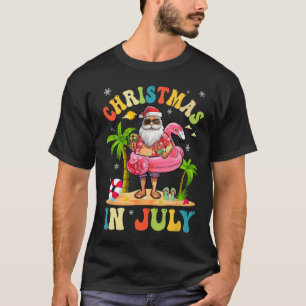 Christmas In July Funny Santa Summer Beach Vacatio T-Shirt