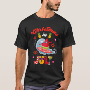 Christmas In July Funny Santa Summer Beach Vacatio T-Shirt