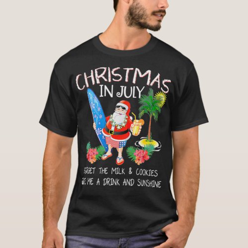 Christmas In July  Funny Santa Summer Pool Party w T_Shirt