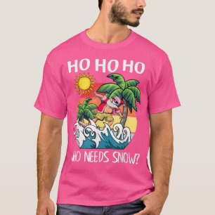 Christmas In July Funny Santa Surfing Summer Beach T-Shirt