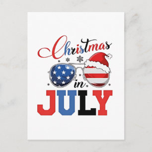Christmas in July Funny Santa Xmas 4h of July Announcement Postcard