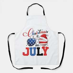 Christmas in July Funny Santa Xmas 4h of July Apron