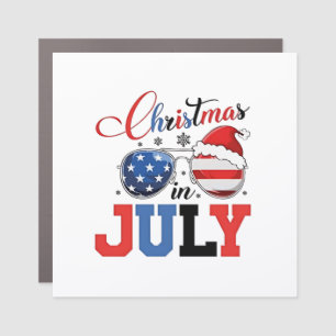 Christmas in July Funny Santa Xmas 4h of July Car Magnet