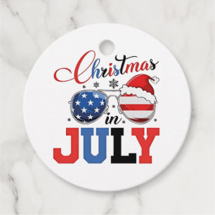 Christmas in July Funny Santa Xmas 4h of July Favor Tags