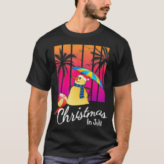 Christmas In July Funny Snowman Summer Beach Vaca T-Shirt