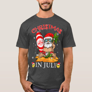Christmas In July Funny Summer Santa Beach Vacatio T-Shirt