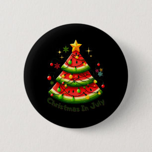 Christmas In July Funny Watermelon Christmas Summe Button