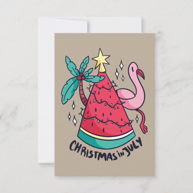 CHRISTMAS IN JULY FUNNY WATERMELON TREE THANK YOU CARD (Front)