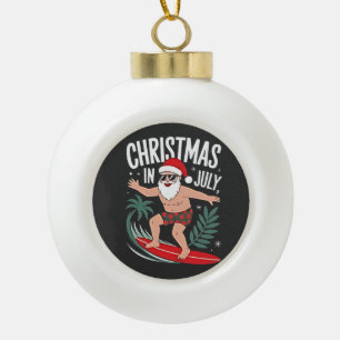 Christmas in July Funny xmas Christmas Santa Beach Ceramic Ball Christmas Ornament