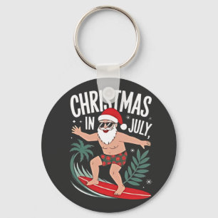 Christmas in July Funny xmas Christmas Santa Beach Keychain