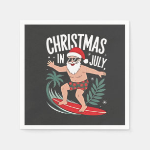 Christmas in July Funny xmas Christmas Santa Beach Napkins