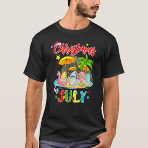 Christmas In July Gnome Santa Claus Flamingo Summe T-Shirt