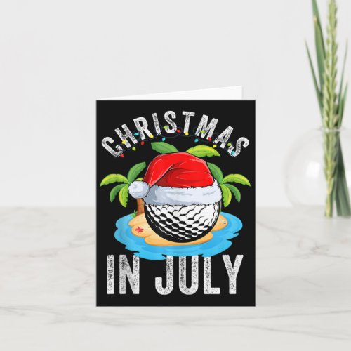 Christmas In July Golf Ball Santa Hat Summer Party Card