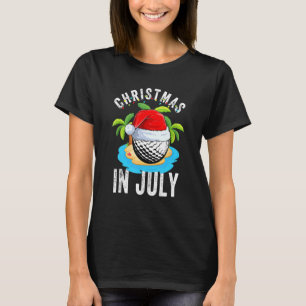 Christmas In July Golf Ball Santa Hat Summer Party T-Shirt